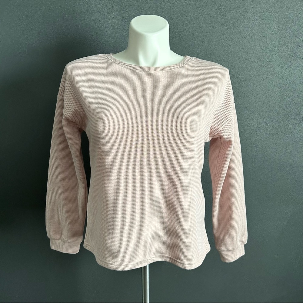 ZESICA Women's Blush Waffle Knit Long Sleeve Top